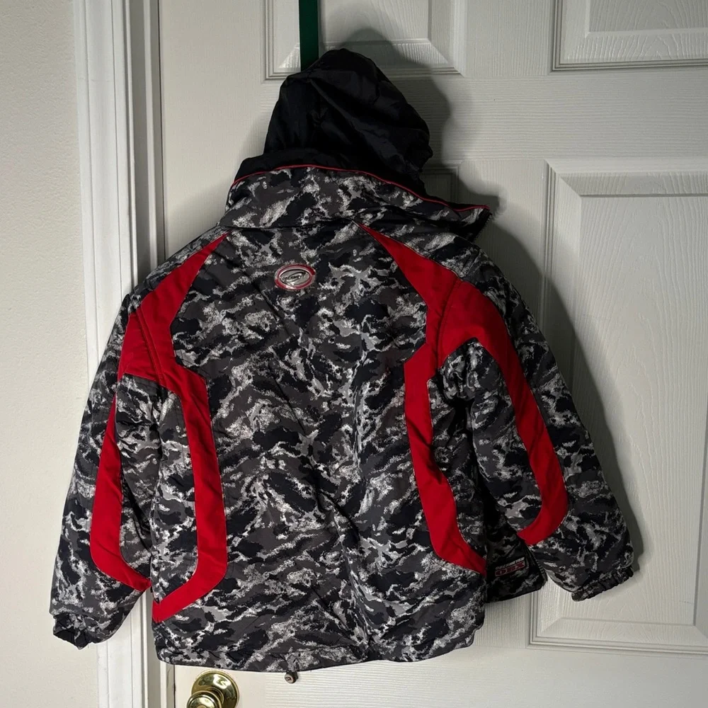 Obermeyer Kids Reversible Ski Snow Jacket Winter Coat - Red and Black Sz 8
